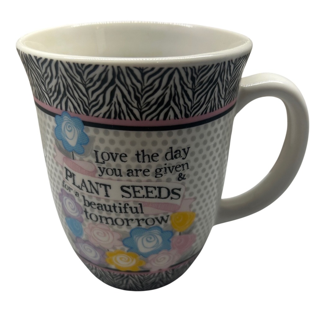 Tara Reed Designs Blue Harbor Collection‎ Inspirational Floral Zebra Print Mug